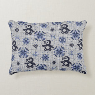Knitted winter vintage seamless decorative pattern accent pillow