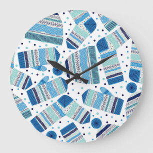 Knitted Winterwear: Cozy Seamless Pattern. Large Clock
