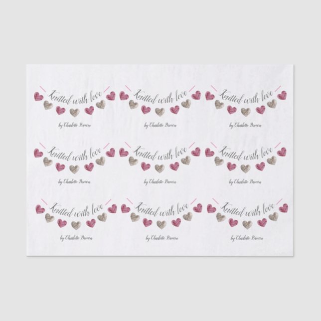 "Knitted with love" hand made presents Tissue Paper (Front)