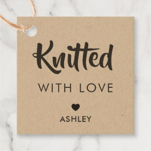 Knitted with Love, Handmade Gift Tag, Kraft Favour Tags
