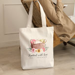 Knitted with Love Handmade Yarn Crochet Basket Tote Bag<br><div class="desc">Modern and cute personalized tote bags as freebies or give away for handmade yarn crochet small business.</div>