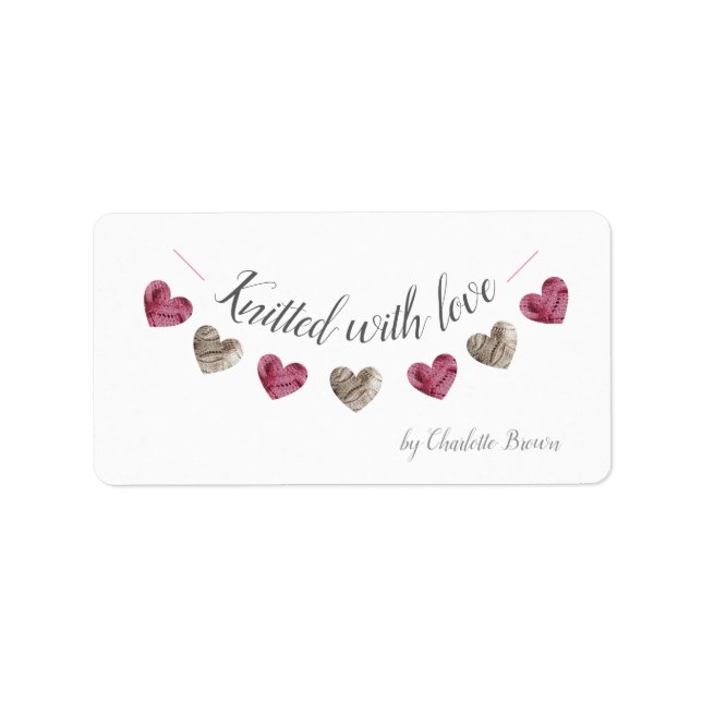 Knitted with love wool heart paper label (Front)