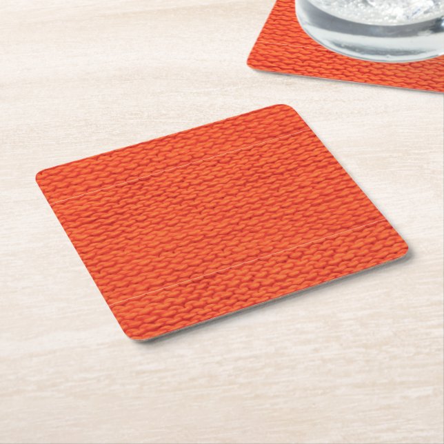 Knitted wool pattern square paper coaster (Angled)