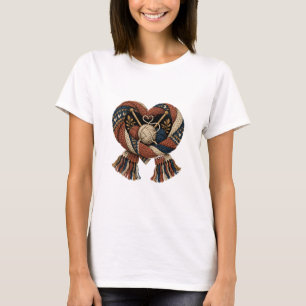Knitted Wool Scarf Heart Art T-Shirt
