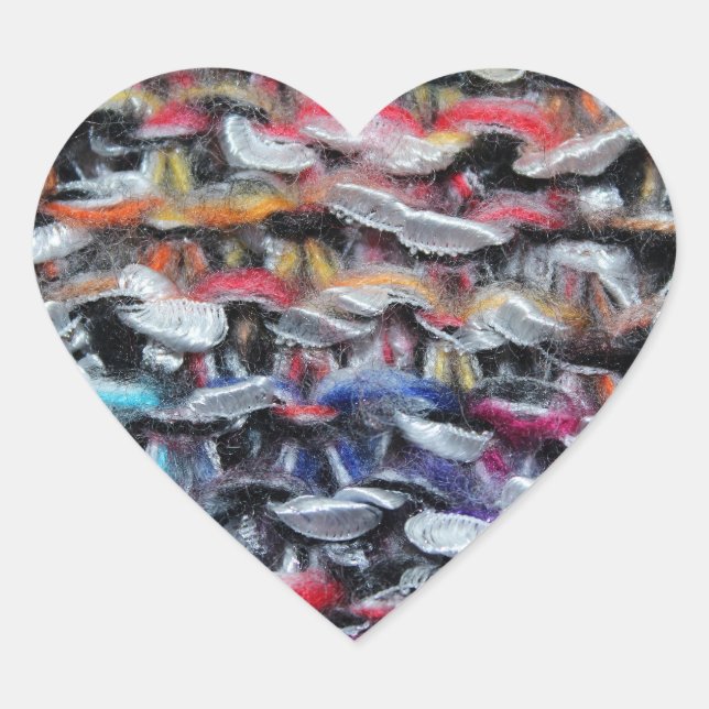 Knitted wool yarn colourful heart sticker (Front)
