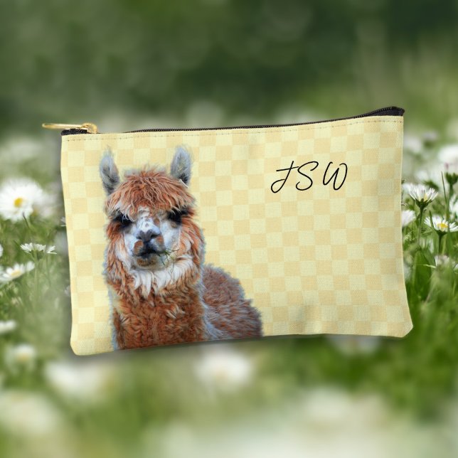 Knitter Gift Llama Monogrammed Supplies Accessory Pouch (Creator Uploaded)