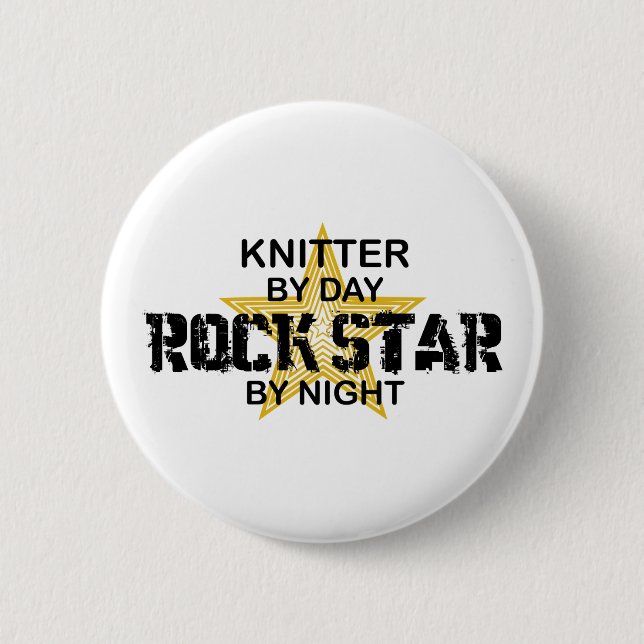 Knitter Rock Star by Night 2 Inch Round Button (Front)