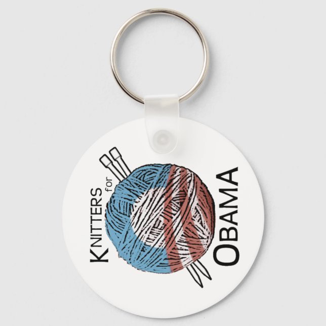 Knitters for Obama Keychain #1 (Front)