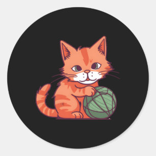 Knitters Handcraft Knit Knitting Cat Classic Round Sticker