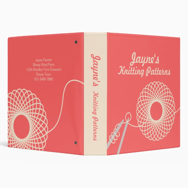 Knitters Knitting patterns orange & cream folder Binder (Background)