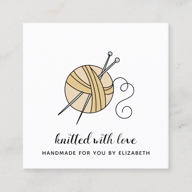 Knitter's Knitting Yarn Ball  Square Business Card (Front)