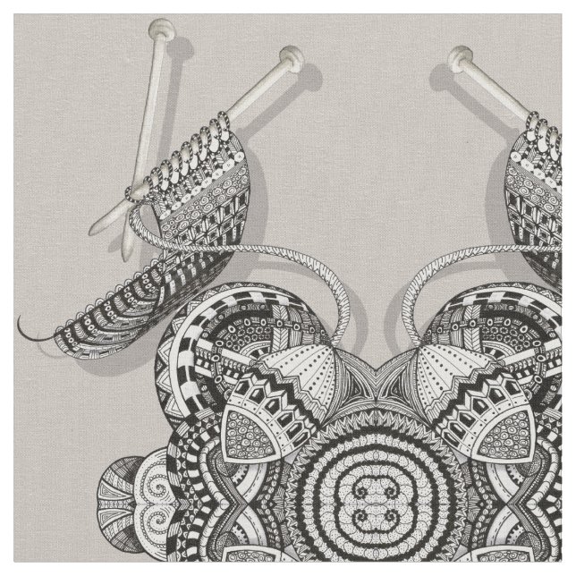 Knitters Paradise Doodle Art Fabric (Close Up)