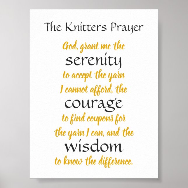 Knitters Prayer Funny Poster (Front)