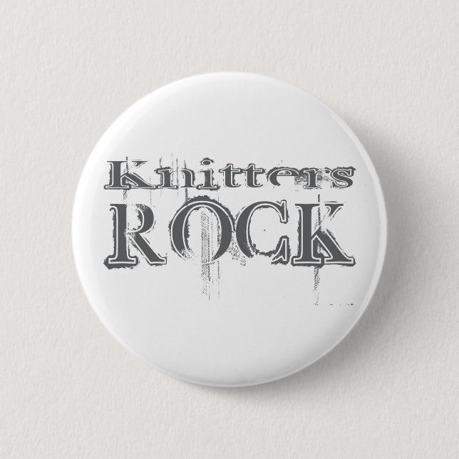 Knitters Rock 2 Inch Round Button (Front)