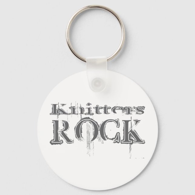 Knitters Rock Keychain (Front)