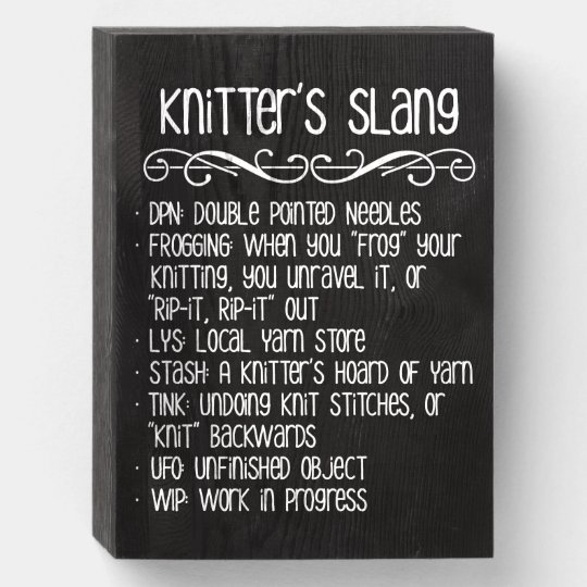 Knitter's Slang Funny Knitting Wooden Box Sign Zazzle.ca