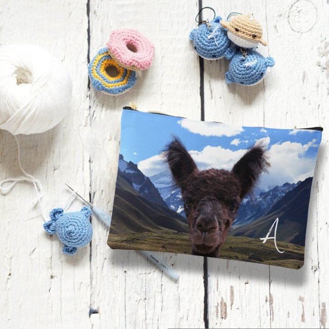 Knitting Alpaca and Mountains Monogram Supplies Accessory Pouch (Creator Uploaded)