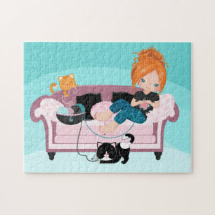 Knitting Away Jigsaw Puzzle