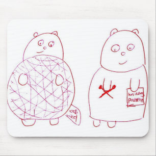 Knitting Bear and Cub with Ball of Wool Mouse Pad