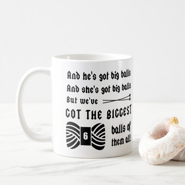 Knitting • Big Balls of Yarn • Crafts Coffee Mug (With Donut)
