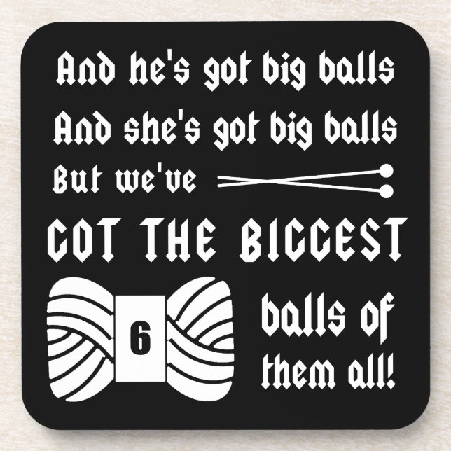 Knitting • Big Balls of Yarn Crafts Dark Coaster (Front)