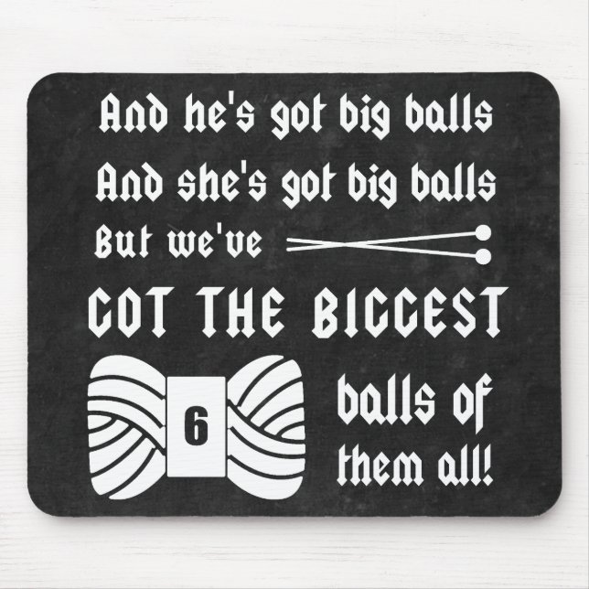 Knitting • Big Balls of Yarn Crafts Dark Mouse Pad (Front)