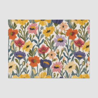 Knitting Botanical Pattern Pastel Vintage Colours Tissue Paper