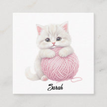 Knitting Business Card | Kitten Yarn Play Time