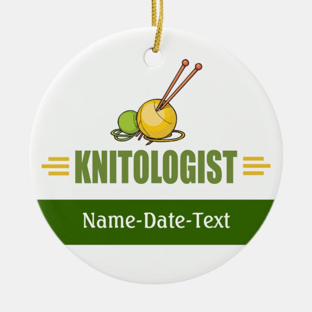 Knitting Ceramic Ornament (Front)