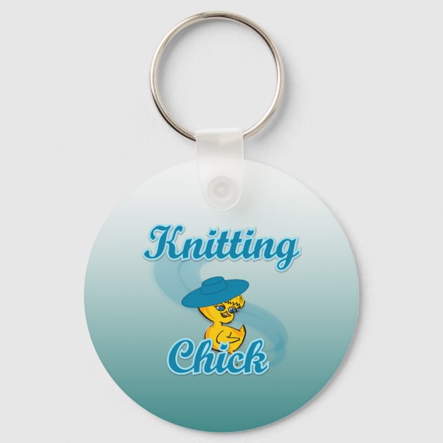 Knitting Chick #3 Keychain (Front)