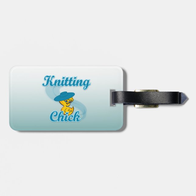 Knitting Chick #3 Luggage Tag (Back Horizontal)