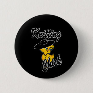 Knitting Chick #4 2 Inch Round Button