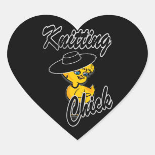Knitting Chick #4 Heart Sticker