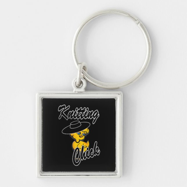 Knitting Chick #4 Keychain (Front)