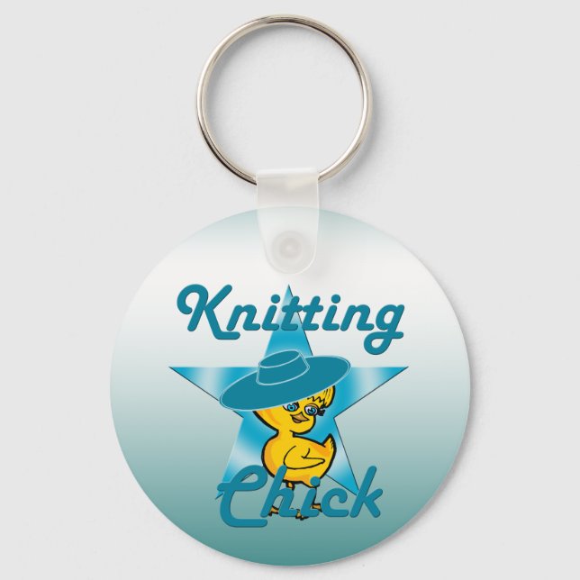 Knitting Chick #7 Keychain (Front)