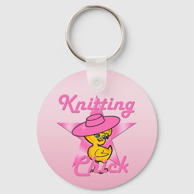 Knitting Chick #8 Keychain (Front)