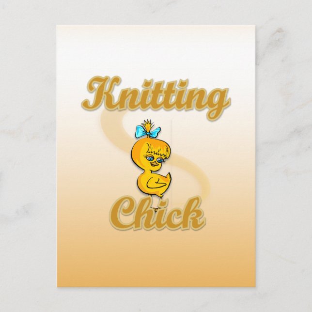 Knitting Chick Postcard (Front)