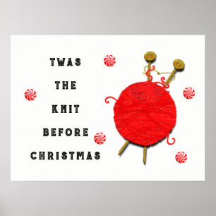 knitting Christmas Poster