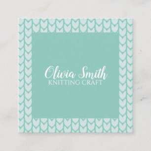 Knitting Craft Blue Pattern Handmade Personalized  Square Business Card