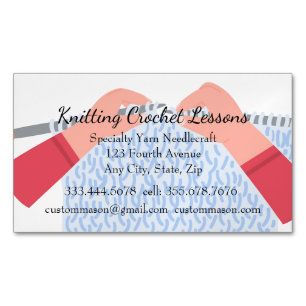 Knitting & Crochet Lessons Instructor  Magnetic Business Card