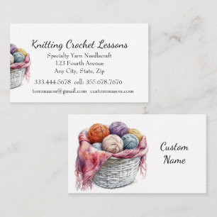 Knitting & Crochet Lessons Instructor or Business Business Card