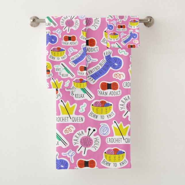 Knitting Crochet Love Bath Towel Set (Insitu)