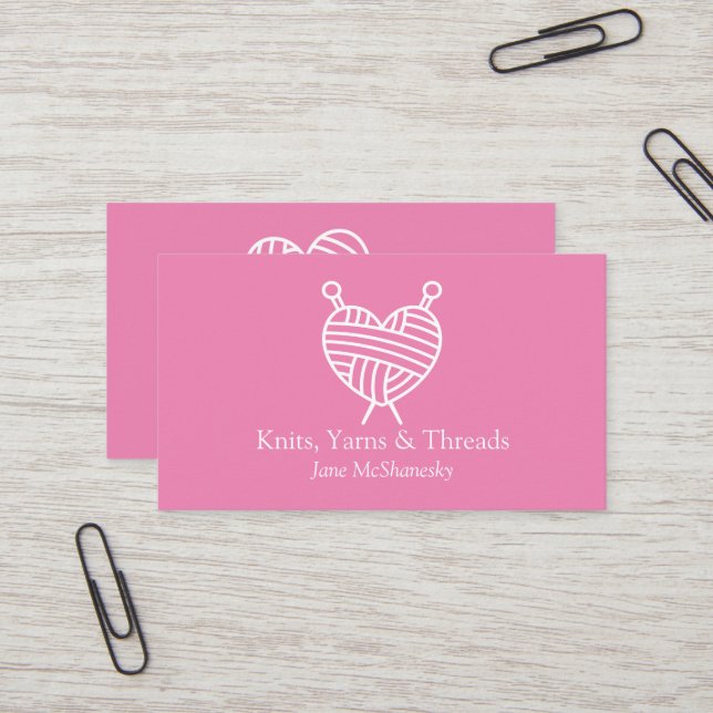 Knitting Crochet Yarn Craft Hand Spool Business Card (Front/Back In Situ)
