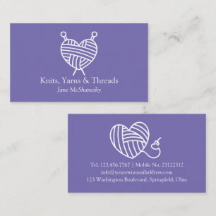 Knitting Crochet Yarn Craft Minimalist PURPLE Business Card