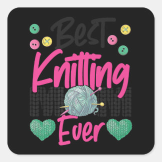 Knitting Crocheting Knit Happens Knitter Square Sticker