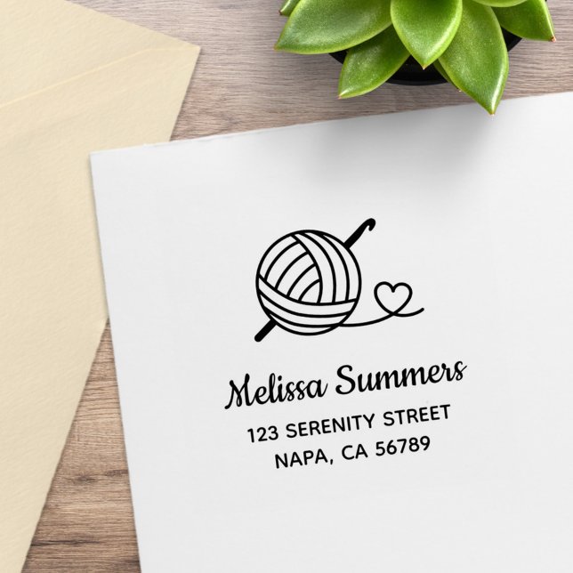 Knitting Crocheting Yarn Address Rubber Stamp (Creator Uploaded)