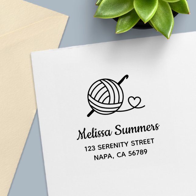 Knitting Crocheting Yarn Address Self-inking Stamp (Creator Uploaded)