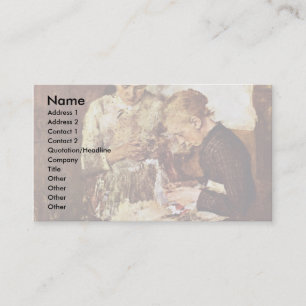 Knitting End Girl On The Bench By Leibl Wilhelm Business Card