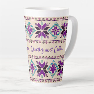 Knitting Fair Isle Pattern Personalized Latte Mug