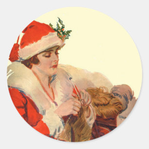 Knitting for Christmas Classic Round Sticker